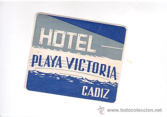 Etiquetas antiguas: Etiqueta Hotel - HOTEL PLAYA VICTORIA -.CADIZ-MEDIDAS 115 X 100 mmBICOLOE HUECO