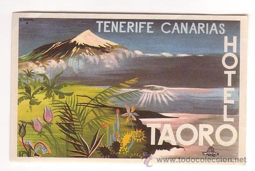 Etiquetas antiguas: Etiqueta Hotel  - Espa&ntilde;a -  HUSA EN CANARIAS   1930-1970-   HOTEL TAORO- FOURNIER 118X75