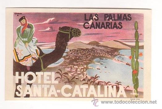 Etiquetas antiguas: Etiqueta Hotel- CADENA HUSA EN CANARIAS- 1930-1975- HOTEL SANTA CATALINA- FOURNIER 75X120 A