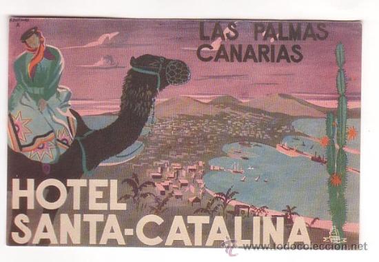 Etiquetas antiguas: Etiqueta Hotel  -  CADENA  HUSA EN CANARIAS   1930-1970-   HOTEL SANTA-CATALINA- 152X98 -B-
