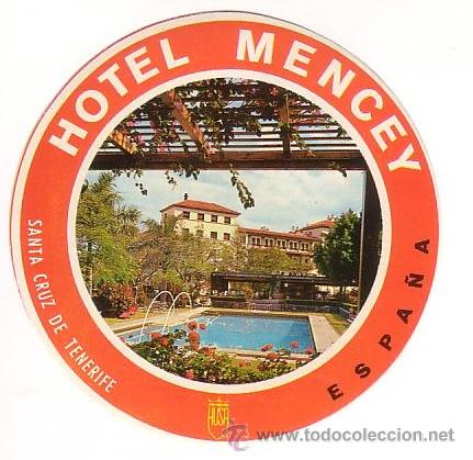 Etiquetas antiguas: Etiqueta Hotel-  -ESPA&Ntilde;A CADENA HUSA EN CANARIAS- 1985-1989- HOTEL MENCY -TENERIFE -DIAMETRO - 96 mm