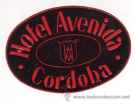 Etiquetas antiguas: Etiqueta Hotel - HOTEL AVENIDA -CORDOBA-MEDIDAS OVAL 100 X 70 mm