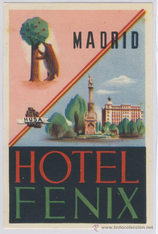 Etiquetas antiguas: Etiqueta Hotel  - ESPA&Ntilde;A CADENA  HUSA 1930-1970-   HOTEL  FENIX -  FOURNIER-75X115 SIN PIE DE IMPREN