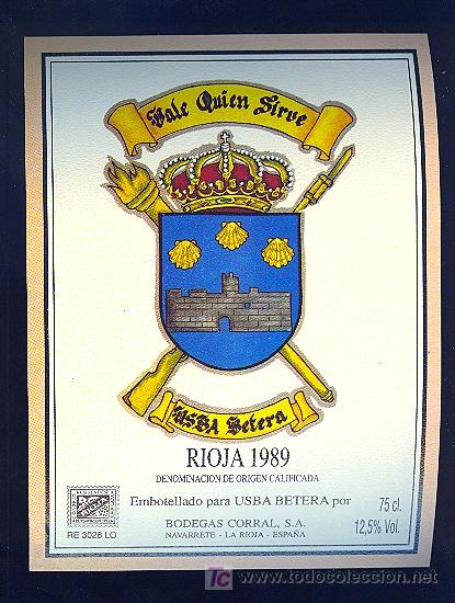 Etiquetas antiguas: ETIQUETA DE VINO DE LA USBA BETERA. - Foto 1