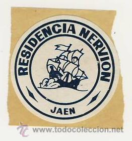 Etiquetas antiguas: Etiqueta Hotel - ESPA&Ntilde;A-RESIDENCIA NERVION- JAEN-Medidas DIAMETRO 51