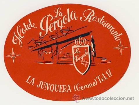 Etiquetas antiguas: Etiqueta Hotel -ESPA&Ntilde;A -HOTEL LA PERGO&Ntilde;A-LA JUNQUERA - LERIDA- ILUSTRACION  - OVAL 110 X 80 mm