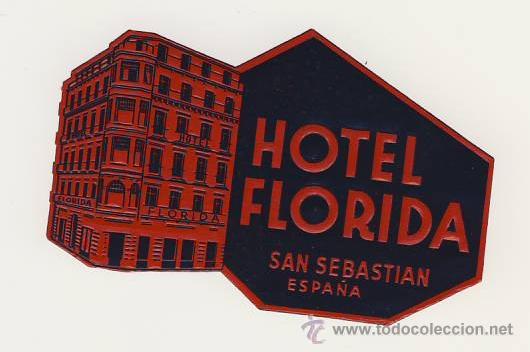 Etiquetas antiguas: Etiqueta Hotel-ESPA&Ntilde;A -HOTEL FLORIDA-SAN SEBASTIAN- GUIPUZCUA-Medida IRREGULAR 110 X 70 mm