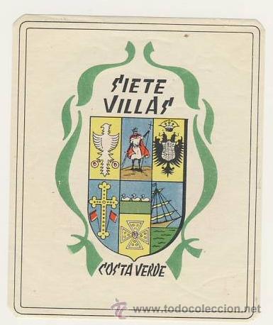 Etiquetas antiguas: Etiqueta Hotel -HOTEL SIETE VILLAS -LA CORU&Ntilde;A - ILUSTRACION -MEDIDAS 105 X 90 ILUSTRACION