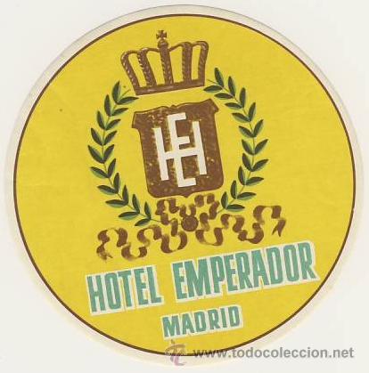 Etiquetas antiguas: Etiqueta Hotel-ESPA&Ntilde;A -HOTEL  EMPERADOR- MADRID - MEDIDAS DIAMETRO 103 mm