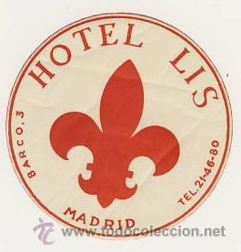 Etiquetas antiguas: Etiqueta Hotel -HOTEL LYS - MADRID - MEDIDAS DIAMETRO 60 mm -