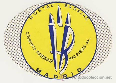 Etiquetas antiguas: Etiqueta Hotel-ESPA&Ntilde;A -HOTEL  BARAJAS - MADRID - OVAL 110 X 80   mm
