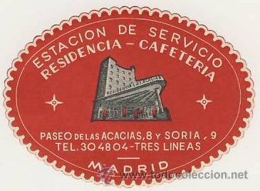 Etiquetas antiguas: Etiqueta Hotel -ESPA&Ntilde;A-HOTEL -PASEO DE LAS DELICIAS - MADRID - ILUSTRACION-MEDIDAS    65 X 90 mm