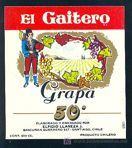 Etiquetas antiguas: ETIQUETA DE VINO. EL GAITERO. CHILE. - Foto 1