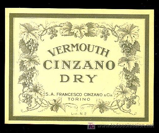 Alte Etiketten: ETIQUETA DE VERMOUTH. CINZANO. TORINO.