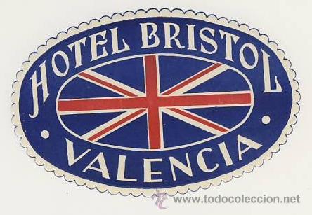 Etiquetas antiguas: Etiqueta Hotel -ESPA&Ntilde;A -HOTEL BRISTOL -ILUSTRACION - VALENCIA-OVAL 105 X 70 mm ILUSTRACION