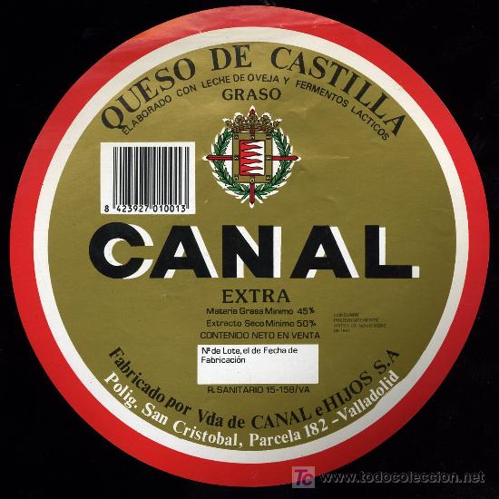 Alte Etiketten: ETIQUETA DE QUESO CANAL.