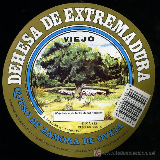 Alte Etiketten: ETIQUETA DE QUESO DEHESA DE EXTREMADURA.