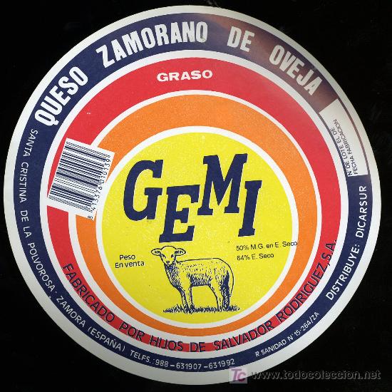 Etiquetas antiguas: ETIQUETA DE QUESO GEMI. - Foto 1