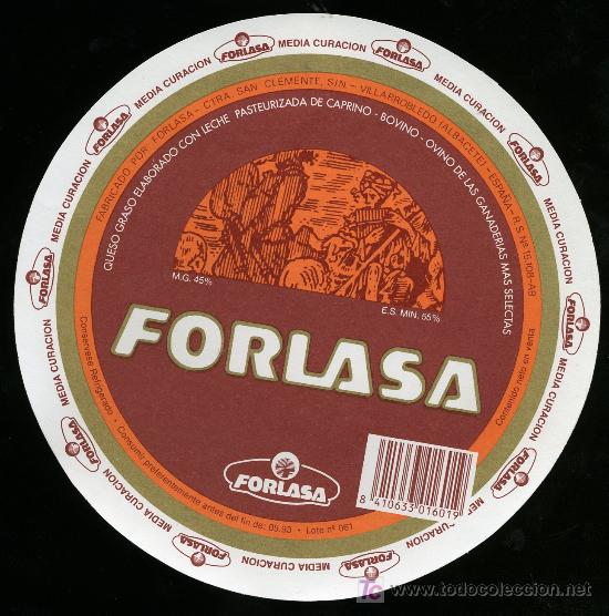 Etiquetas antiguas: ETIQUETA DE QUESO FORLASA. - Foto 1