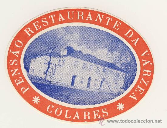 Etiquetas antiguas: Etiqueta Hotel   - PENSAO DA VA&acute;RZA- COLARES-PORTUGAL- ILUSTRACION BICOLOR FOTOGRAFICA