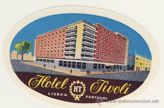 Etiquetas antiguas: Etiqueta Hotel  - PORTUGAL  -  HOTEL  TIBOLI -LISBOA - ILUTRACION - OVAL 120 X80 mm