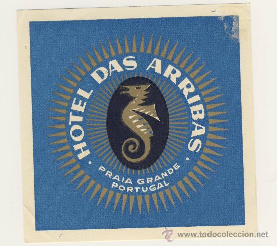 Etiquetas antiguas: Etiqueta Hotel -PORTUGAL- - HOTEL DAS ARRIBAS - PRAIA GRANDE -MEDIDAS 89X89 mm