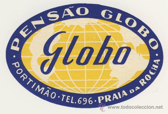 Etiquetas antiguas: Etiqueta Hotel - PORTUGAL-PENSAO GLOBO - PORTIMAO -MEDIDAS OVAL 115X 75 mm