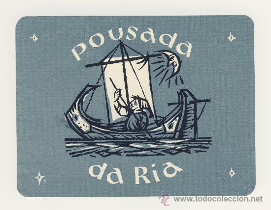 Etiquetas antiguas: Etiqueta Hotel   - PORTUGAL-POUSADA DA RIA -AVEIRO- PORTUGAL-ILUSTRACION  -MUY BONITA
