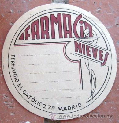 &Eacute;tiquettes anciennes: ANTIGUA ETIQUETA PARA LAS FORMULAS MAGISTRALES. FARMACIA NIEVES DE MADRID.ENVIO GRATIS&iexcl;&iexcl;&iexcl;