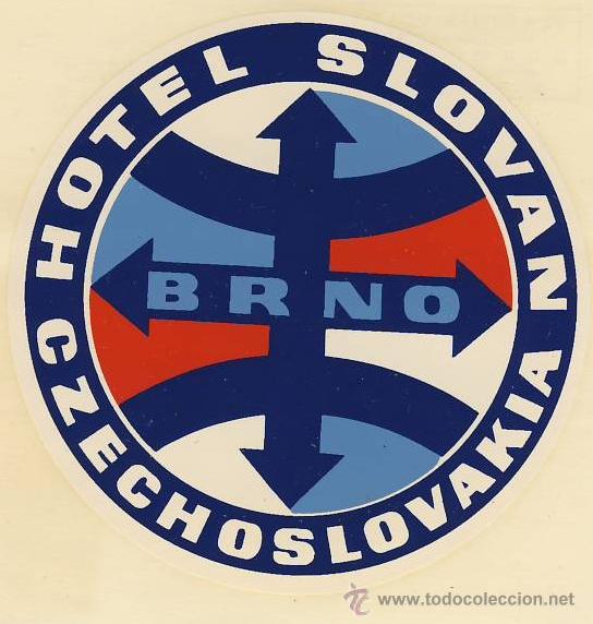 Etiquetas antiguas: Etiqueta Hotel - CHESCOLOVAQUIA - HOTEL  SLOVAN- BRNO- CZECHOSLOVAKIA-Medidas 90   mm -