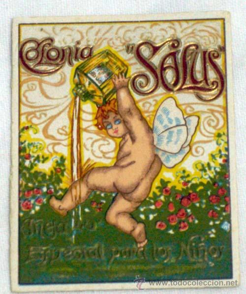 Etiquetas antigas: Etiqueta publicidad colonia Salus A&ntilde;eja especial ni&ntilde;os a&ntilde;os 40