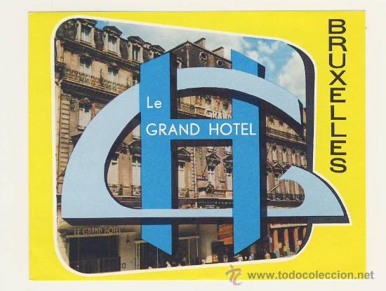 Etiquetas antiguas: Etiqueta Hotel -- BELGICA- GRAND HOTEL SIEBERTZ -CHARLEROI-MEDIDAS 120 X 82 mm .FONDO AMARILLO
