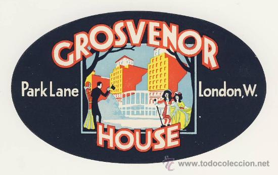 Etiquetas antiguas: Etiqueta Hotel   -    HOTEL CROSVENOR HOUSE -LONDON,W.INGLATERRA- BUENA ILUSTRACION