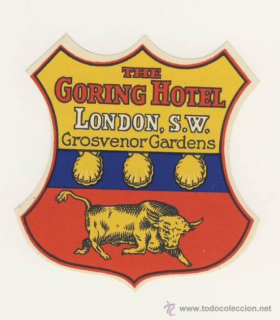 Etiquetas antiguas: Etiqueta Hotel -THE GORING HOTEL-MAYFAIR-LONDON S.W.,-INGLATERRA- ILUSTRACION