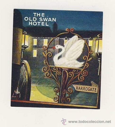Etiquetas antiguas: Etiqueta Hotel   -  THE OLD SWAN HOTEL   - HARROGATE- INGLATERRA BUENA ILUSTRACION