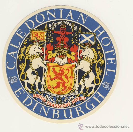 Etiquetas antiguas: Etiqueta Hotel   -  CALEDONIAN HOTEL   - EDIBURGH- INGLATERRA BUENISIMA ILUSTRACION