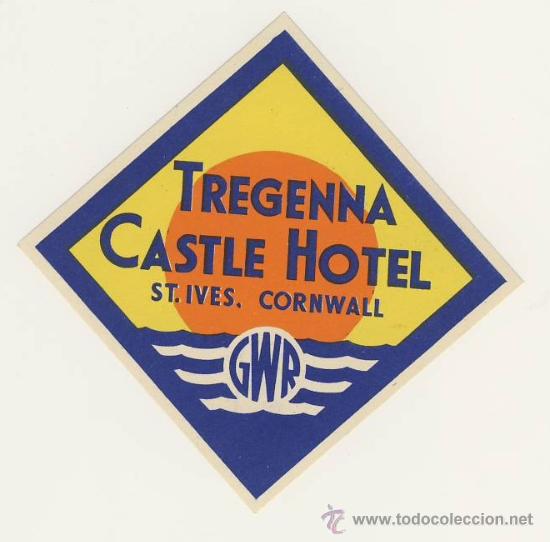 Etiquetas antiguas: Etiqueta Hotel   -   TREGENNA CASTLE HOTEL - ST. IVES CORNWALL-MEDIDAS 70  X 70 mm