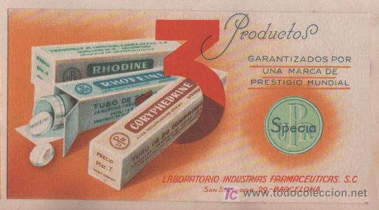 Old Labels: PRECIOSA Y ANTIGUA ETIQUETA PRODUCTOS UPR SPECIA LABORATORIO INDUSTRIA FARMACEUTICAS BARCELONA