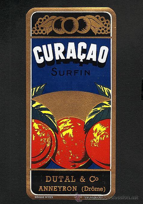 Etichette antiche: Etiqueta de licor: Cura&ccedil;ao surfin
