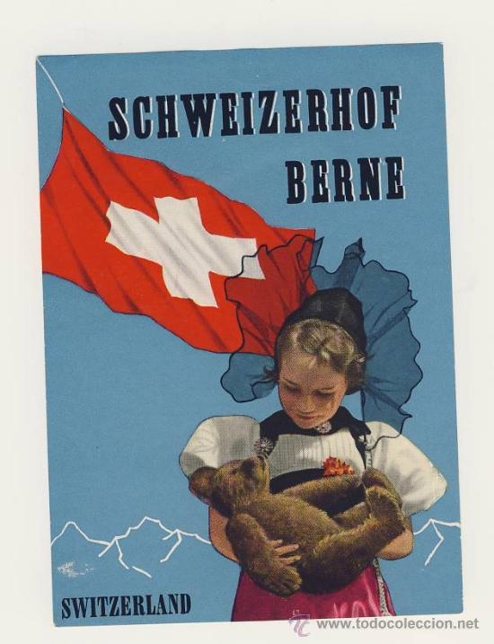 Etiquetas antiguas: Etiqueta Hotel- SUISSE - HOTEL SCHWEIZERHOF -BERNE - SUISSE - ILUSTRACION-RECTANGULAR 90 X 125