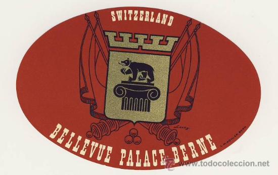 Etiquetas antiguas: Etiqueta Hotel- SUIZA -GRAND HOTEL  BRUNNEN- LUCERNE -ILUSTRACION