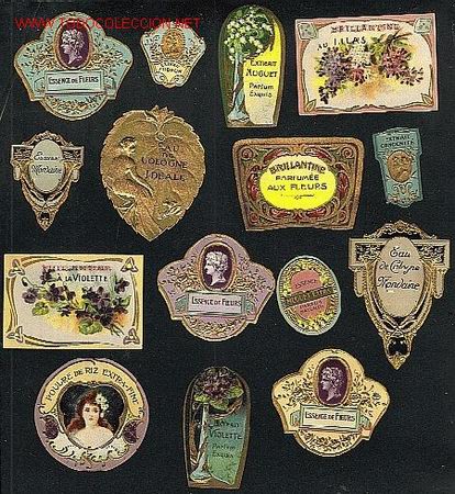 Etiquetas antigas: 15 etiquetas de PERFUMERIA modernistas diferentes, la mayoria troqueladas y en relieve. Perfume