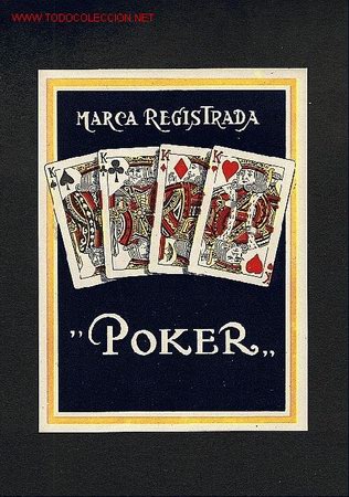 Etiquetas antiguas: Etiqueta de tejidos POKER con NAIPES. Probablemente se trata una etiqueta de algun producto textil