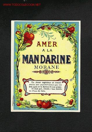 Etiquetas antiguas: Etiqueta litografica francesa Amer a la Mandarine