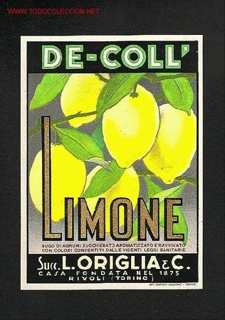 Etiquetas antiguas: Etiqueta italiana de licor de Limon