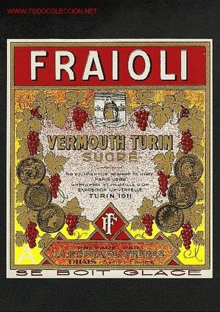 Etiquetas antiguas: Etiqueta italiana de Vermouth Fraioli