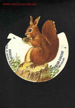 Etiquetas antigas: Etiqueta publicitaria troquelada de quesos suizos FROMAGE CHALET. Tama&ntilde;o aprox.: 10 cms de diametro