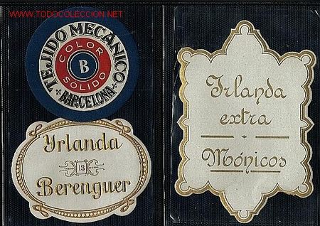 Etichette antiche: Lote de 9 etiquetas de tejidos diferentes. Algunas troqueladas y en relieve. Ver fotos adicionales