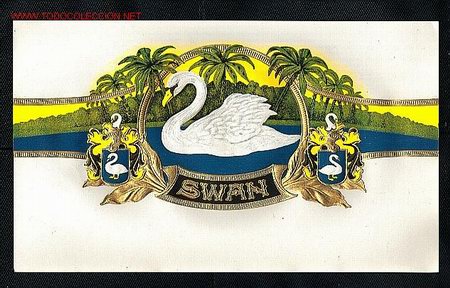 Etiquetas antiguas: Etiqueta de tabaco SWAN, en relieve