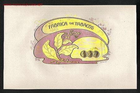 Etiquetas antigas: Etiqueta de tabaco modernista FABRICA DE TABACOS, en relieve